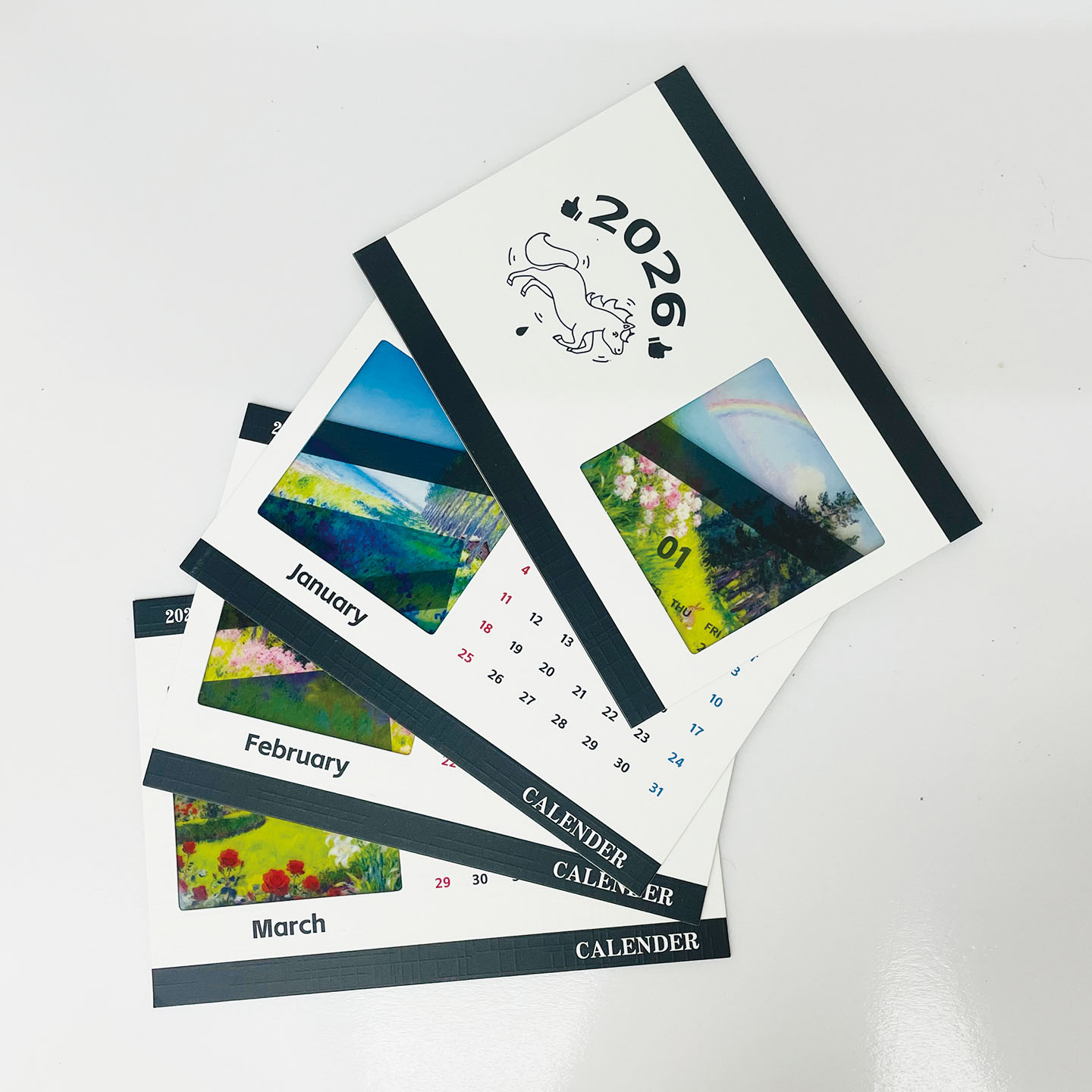 2026年台历新款台历明信片自制光影照片办公桌面摆件透光卡