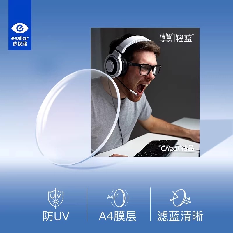 【陈洁】依视路睛智轻蓝防蓝光近视眼镜片近视现片A4