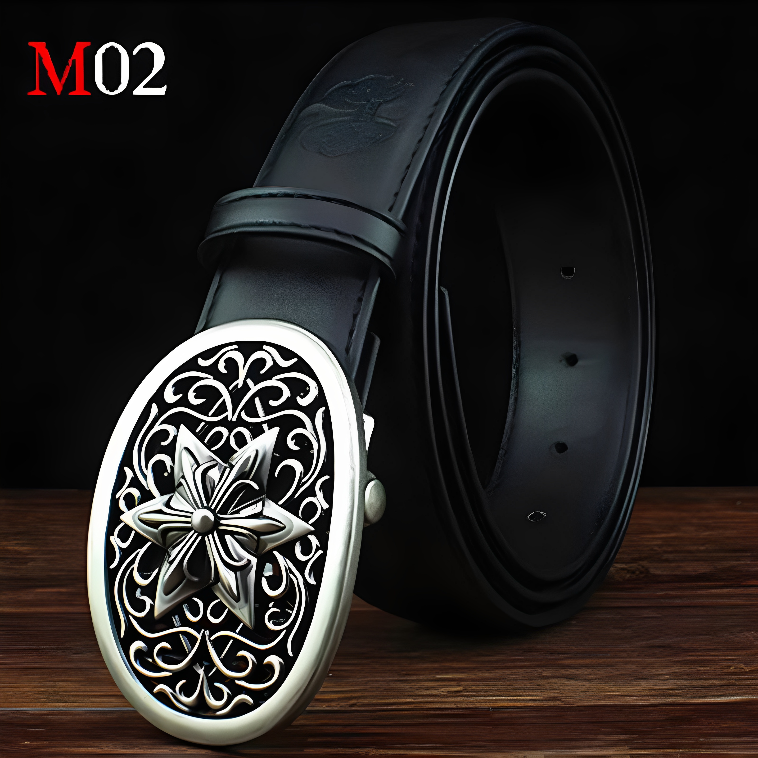 美式带头皮带压花头层牛皮男女欧美复古裤带中世纪朋克风板扣腰带