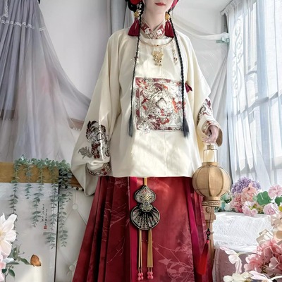 荟萃阁原创【墨雪】汉服女圆领袍袄裙明制正品琵琶袖马面裙秋冬款