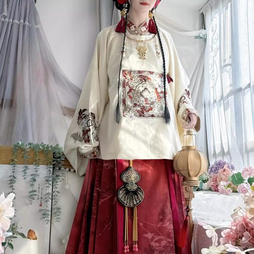 荟萃阁原创【墨雪】汉服女圆领袍袄裙明制正品琵琶袖马面裙秋冬款