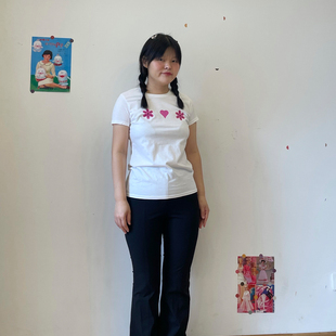 复古短袖 收腰纯棉T恤 女圆领通勤白色 修身 芙惠FUHUI