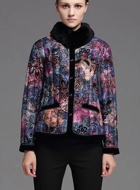 羽都品牌春秋冬女士妈妈羽绒服花色外套羽绒内胆加厚七彩绚烂保暖