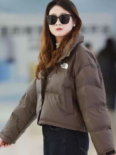 立领加厚羽绒服女款高端女装白鸭绒冬季韩版短款大码女士小香风