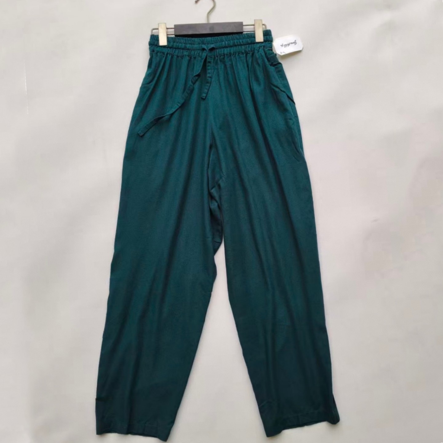 外贸原单春夏季女款真丝（油丝）长裤纯色休闲松紧腰裤子