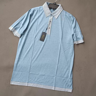 男士夏季短袖方领T恤真丝针织上衣桑蚕丝直筒休闲POLO衫