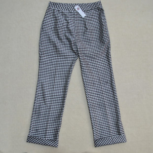 女式真丝桑蚕丝色织格子长裤直筒裤双宫绸
