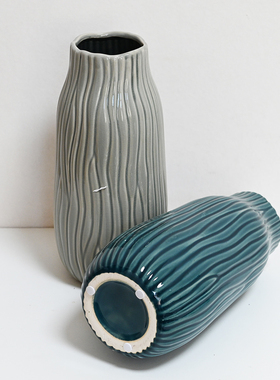 创意艺术插花鲜花水培玄关花瓶轻奢高级感陶瓷客厅蓝色桌面摆件花