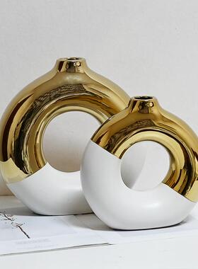 高端奢华玄关创意艺术餐桌花瓶轻奢高级感现代简约风高档小口径花