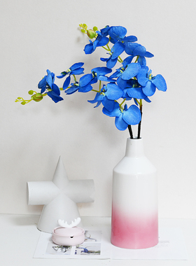 粉色蝴蝶兰假花仿真花花束红色盆栽单朵客厅摆设高级感花瓶插花白