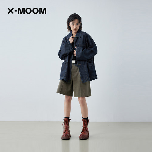 X--MOOM腰部内抽绳原色牛仔外套