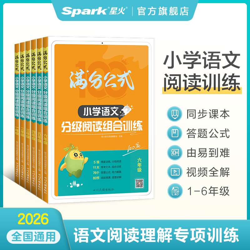 星火阅读理解专项训练书满分公式法小学语文阅读 人教版一二三年级四五六年级上下册语文课外阅读理解分级组合强化专项训练题100篇