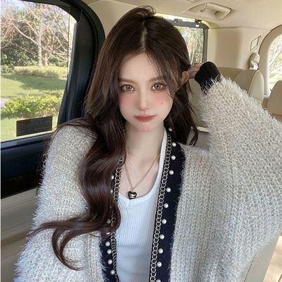 小香风钉珠亮丝毛茸茸链