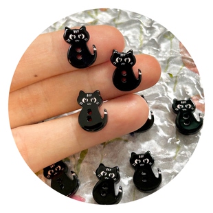 【黑猫造型两眼纽扣】卡通可爱刘海猫咪儿童衬衣毛衣扣diy手工扣