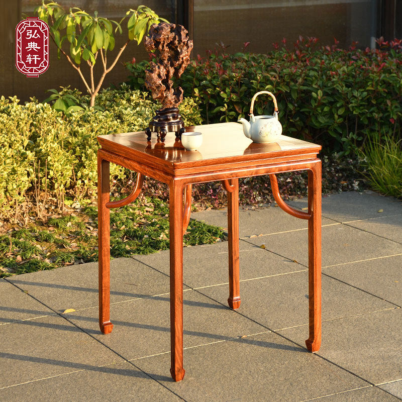 金鼎缅甸花梨茶桌中式实木客厅茶几茶室方桌大桌紫檀角几红木家具