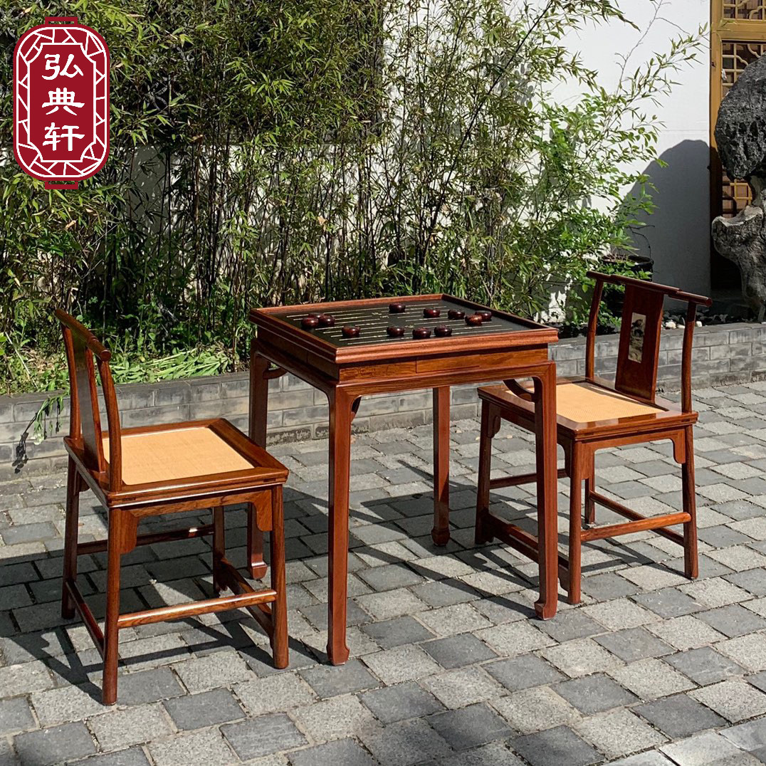 金鼎红木大果紫檀象棋围棋棋桌茶几牌桌明式休闲方桌书房阳台茶桌