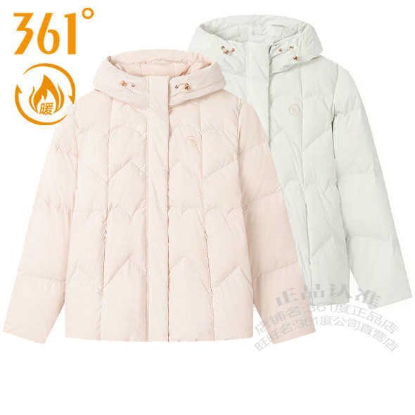 361度女连帽运动羽绒服保暖防风