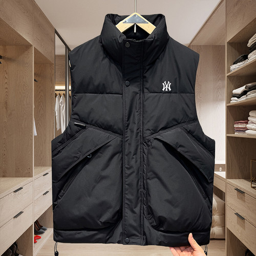 冬季新款羽绒马甲2025男士潮牌加厚保暖立领白鸭绒情侣款坎肩外套