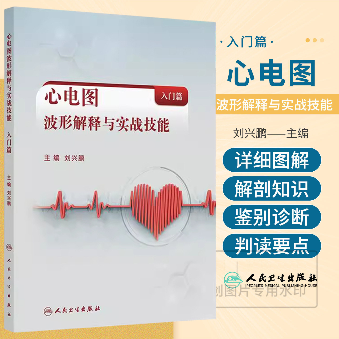 正版 心电图波形解释与实战技能(入门篇)刘兴鹏 系统讲述心电图的线上课程 西医 内科学 临床医学 人民卫生出版社9787117373050