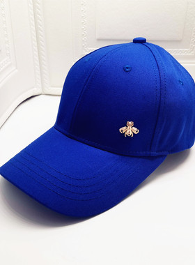 新品韩版男女百搭宝蓝色蜜蜂M黑色硬顶户外休闲遮阳鸭舌帽棒球帽