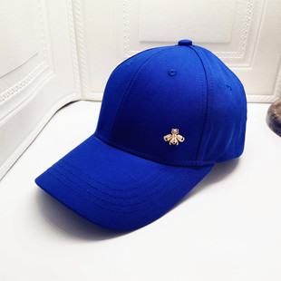 新品 男女百搭宝蓝色蜜蜂M黑色硬顶户外休闲遮阳鸭舌帽棒球帽 韩版