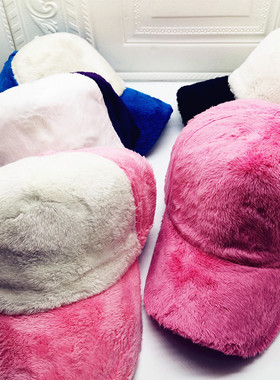 韩版秋冬百搭少年男女逛街保暖亲子圆顶鸭舌帽时尚休闲毛绒棒球帽