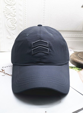 2022年春夏男女刺绣弯檐休闲户外圆顶青年速干面料黑色大头棒球帽