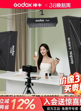 godox神牛卷布灯柔性LED摄影灯FL60/100/150S/150R摄像视频采访主播直播间补光灯柔光灯顶灯便携外拍布灯软灯
