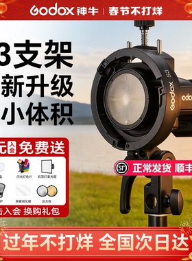 Godox神牛S3闪光灯支架/S2卡盘便携机顶相机闪光灯V1/V860III/AD200/AD300pro/S型卡盘热靴灯灯座通用保荣口