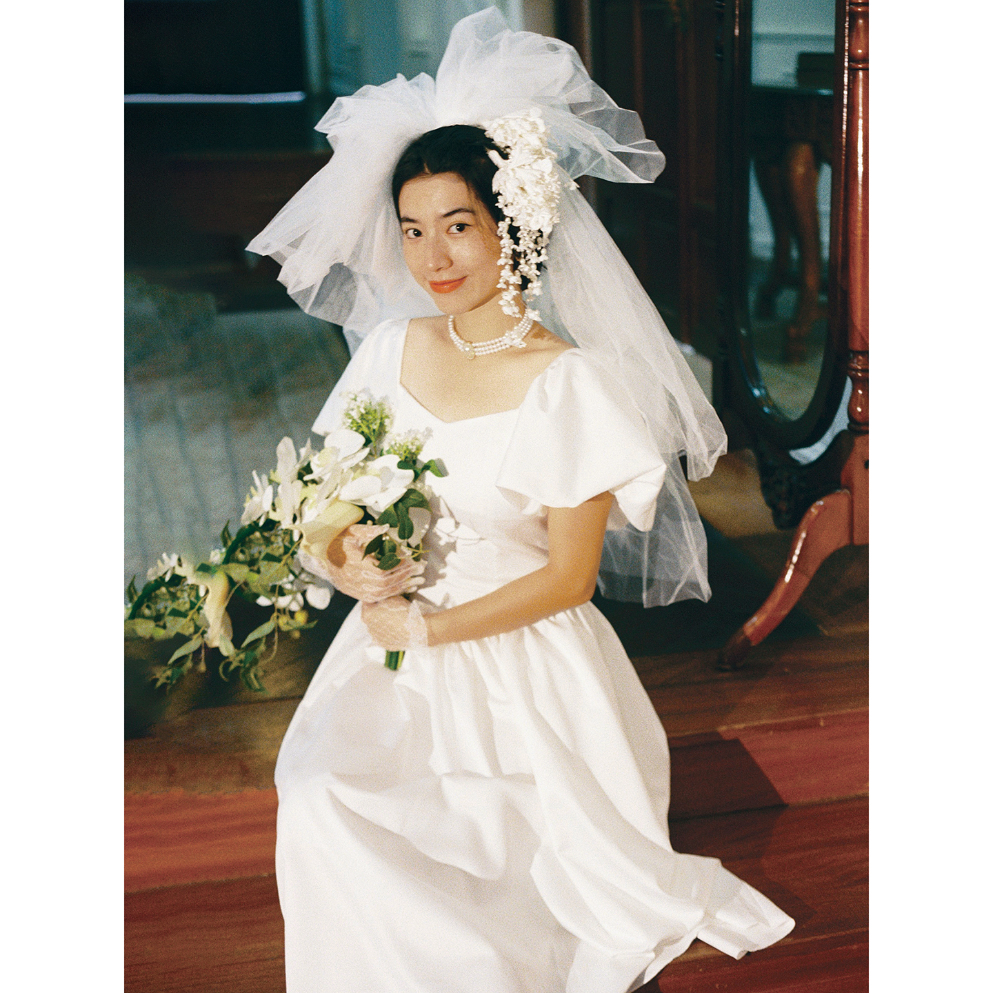 南君丨vintage古董风格法式复古港风轻婚纱裙白色连衣裙大摆长裙