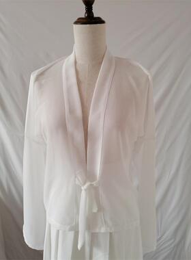 丽昕夏季汉服上襦对襟单件单卖纯色长袖短袖对领打底中华风里衣