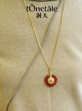 TONE&TALE乌托邦日月项链别致小众设计感女温柔花瓣百搭毛衣链