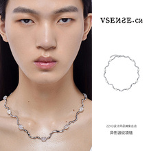 ZZXQ买手店VSENSE无效滤镜系列异形波纹项链玛瑙镶嵌小众设计