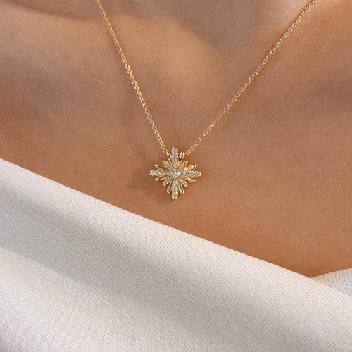 meililove/莓拉「幸运星芒」轻奢高级感雪花细闪颈链女款锁骨链