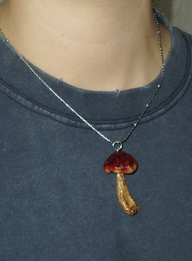 ZZXQ买手店自然论原创设计风干蘑菇吊坠项链可爱超细精致锁骨链