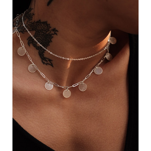 A Ray of Sunlight 镜贝双层项链韩版日系轻奢小众简约亮片锁骨链