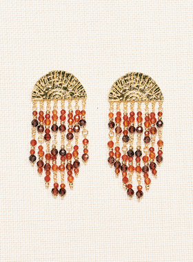 A Ray of Sunlight 「CNY」节日系列红炽光玛瑙流苏耳环好运新年