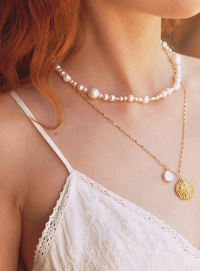 A Ray of Sunlight 原创度假风自由岛屿系列珍珠贝壳项链女可调节