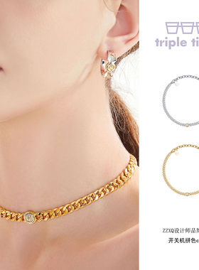 tripletipsy开关机键拼色短项链