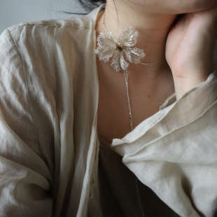 ZZXQ买手店 项链女轻奢小众仙气饰品 浅妆原创设计夕颜纯手工长款