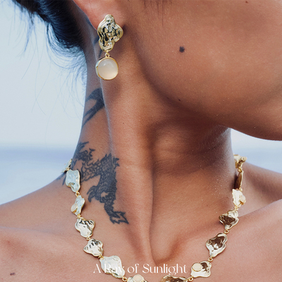 A Ray of sunlight原创设计涟漪系列天然石吊坠耳环小众设计师款