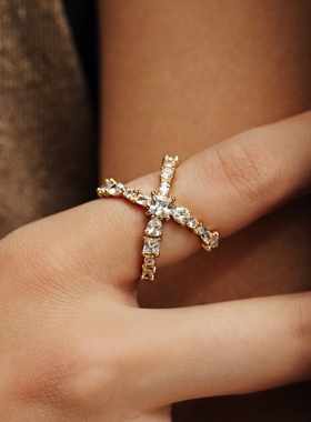 INCH EDITION几何X星芒戒指不规则优雅百搭时尚简约精致设计女