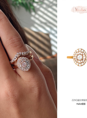 LHwindsor温莎珠宝原创设计Halo戒指简约复古原创轻奢开口戒女