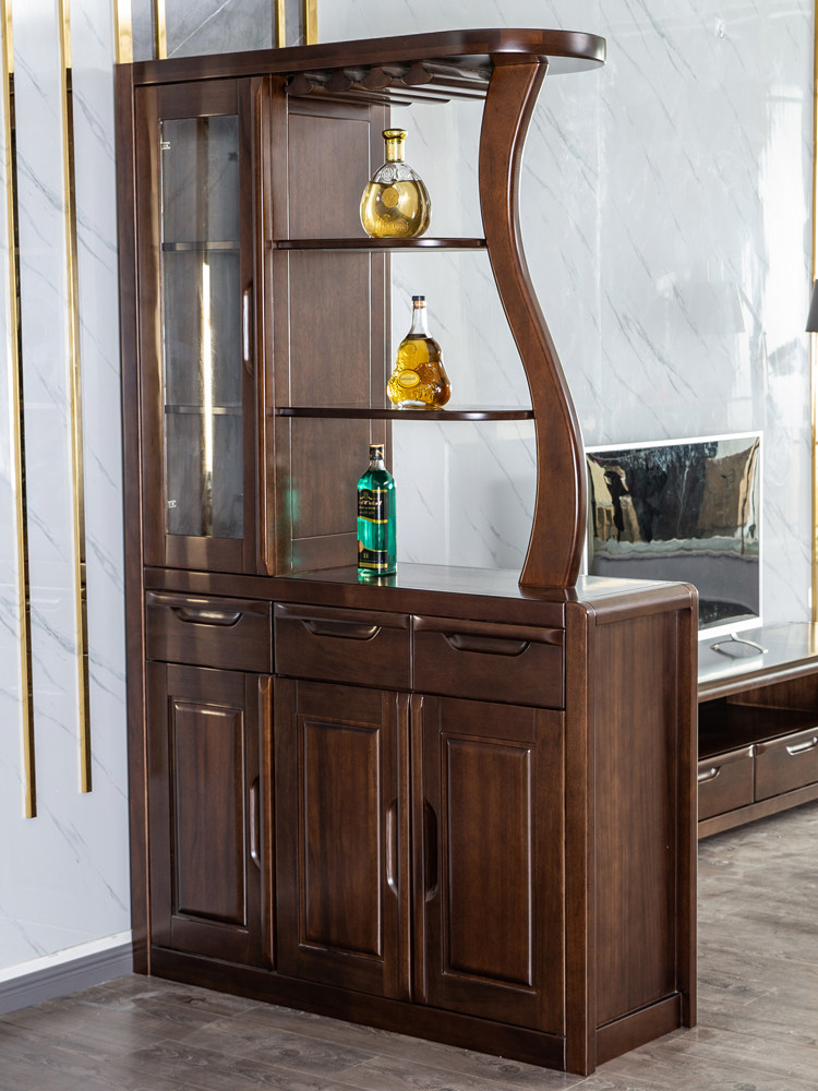 新品全实隔断柜现代中式纯黑胡木桃木间客厅柜双面厅关靠墙玄屏风