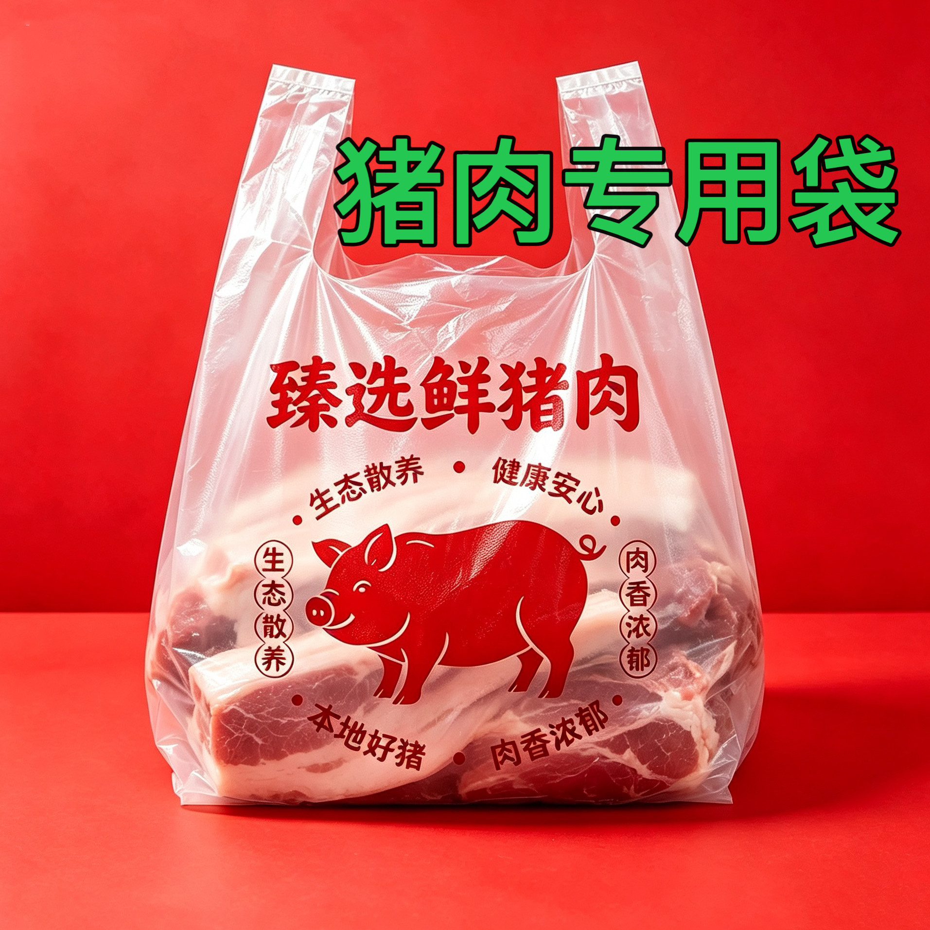 猪肉专用袋肉店超市手提打包袋