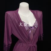 火烧岛 紫色暧昧 性感网纱睡衣纯欲蕾丝吊带居家睡裙