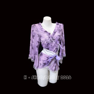 火烧岛 性感日式蝴蝶睡袍围裙和服qqny套装