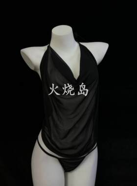 火烧岛性感纯欲挂脖网纱套装