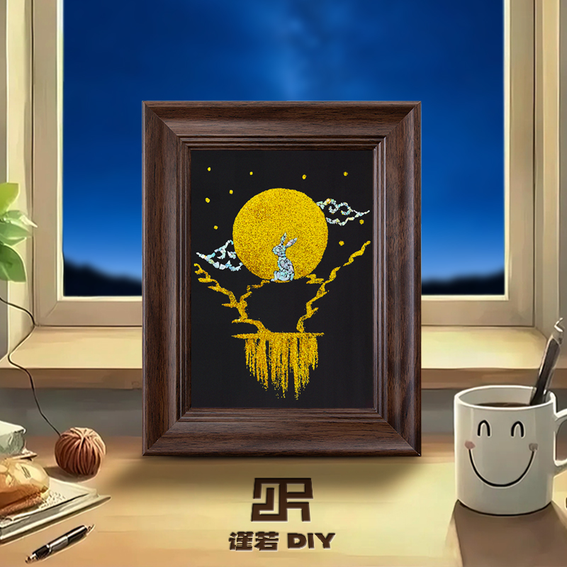非遗金箔月兔diy螺钿画材料包