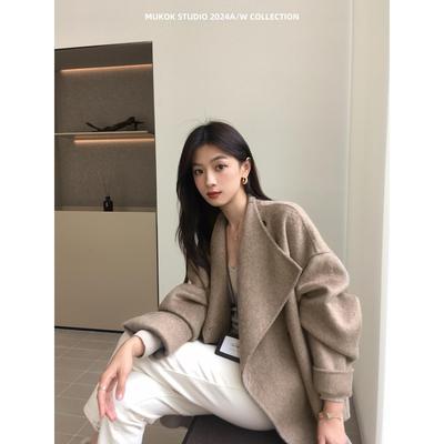 里约日落~ 设计感双面呢大衣重磅蚕丝羊毛小个子毛呢外套